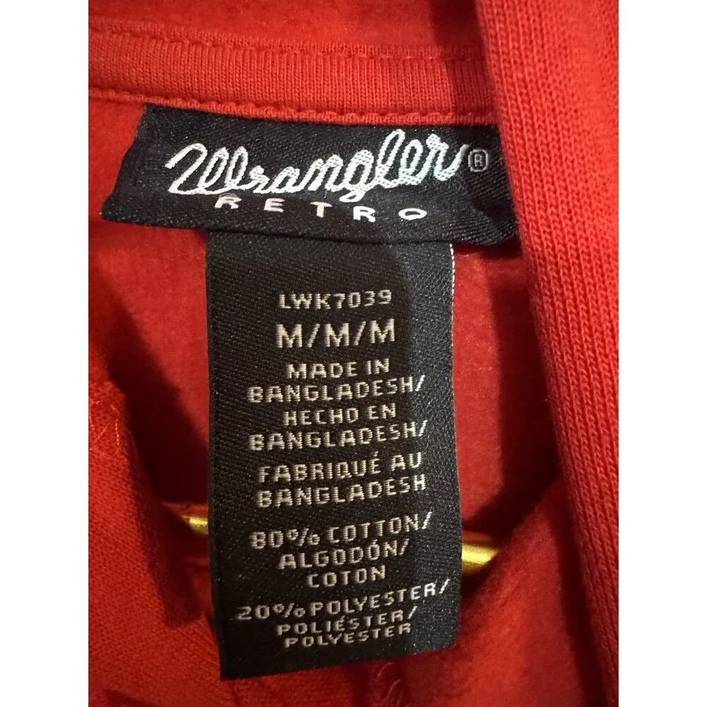 Wrangler Retro Spellout Logo Red Hoodie Sweater Womens Medium NWT - Picture 4 of 8